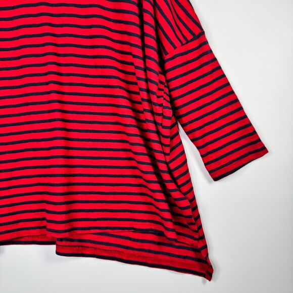Mersea Catalina Slub Knit Top Women One Size Red Navy Stripe Relaxed Coastal Tee - Picture 6 of 12
